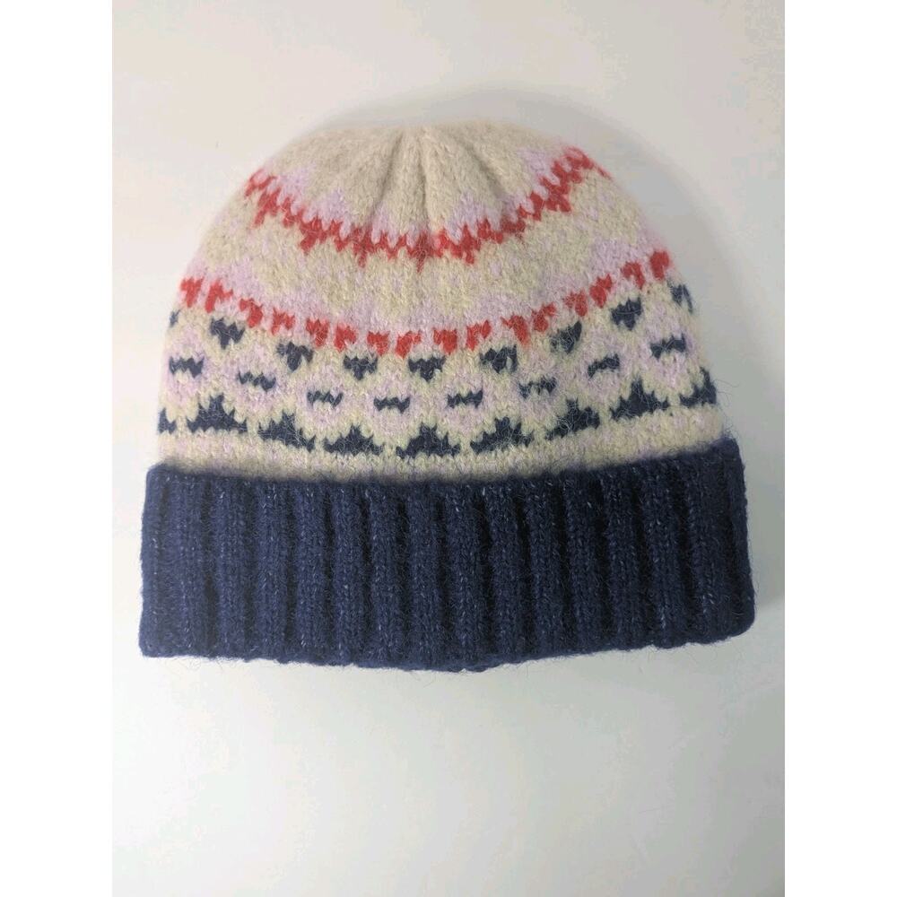 Vincent Camuto Brushed Fair Isle Beanie Navy Red Cream Women's‎ New w Tags